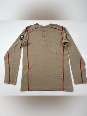 Lakeland FR Shirt Mens Small Tan Long Sleeve Flame Resistant CAT 2 Henley NWOT